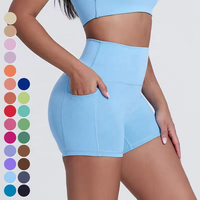 Séchage rapide femmes vêtements poche latérale sport Shorts chauds taille haute bout à bout court Gym Fitness Leggings Yoga Shorts pour les femmes