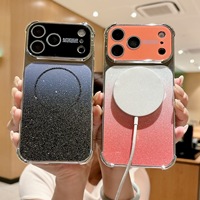 Coque de téléphone antichoc magnétique à airbag avec dégradé scintillant pour iPhone 18 17 16 15 14 13 12 Pro Max