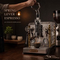 Machine à expresso vintage industrielle à levier à ressort, en acier inoxydable 304, avec deux buses vapeur, pour barista et café à domicile