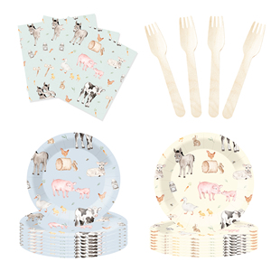 DAMAI Animal Theme Party Decoration Birthday Party <b>Disposable</b> Paper Plate Tissue <b>Tablecloth</b> with Dog Tableware Set for Kid Party - Product Image 3