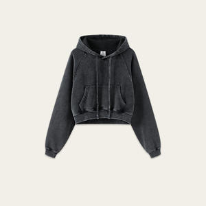 Venta al por mayor de las mujeres recortadas de alta calidad de algodón poliéster polar sudadera en blanco recortada mujeres Crop Top sudaderas - Product Image 6