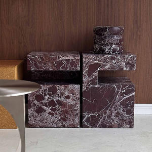 Mesa Auxiliar de Mármol Natural, Diseño de Muebles con Pedestal de Piedra de Mármol, Decoración del Hogar, Disponible en Varios Colores - Product Image 1