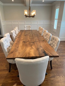 Bộ bàn ăn và ghế gỗ nguyên khối hiện đại, sang trọng, kích thước lớn, chân kim loại, phong cách rustic, nội thất phòng ăn, nhiều màu sắc - Product Image 2