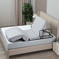 Base de lit métallique moderne marron réglable avec commande filaire pour soins à domicile, support de dossier, application pour personnes âgées et hôpitaux, cadre en fer