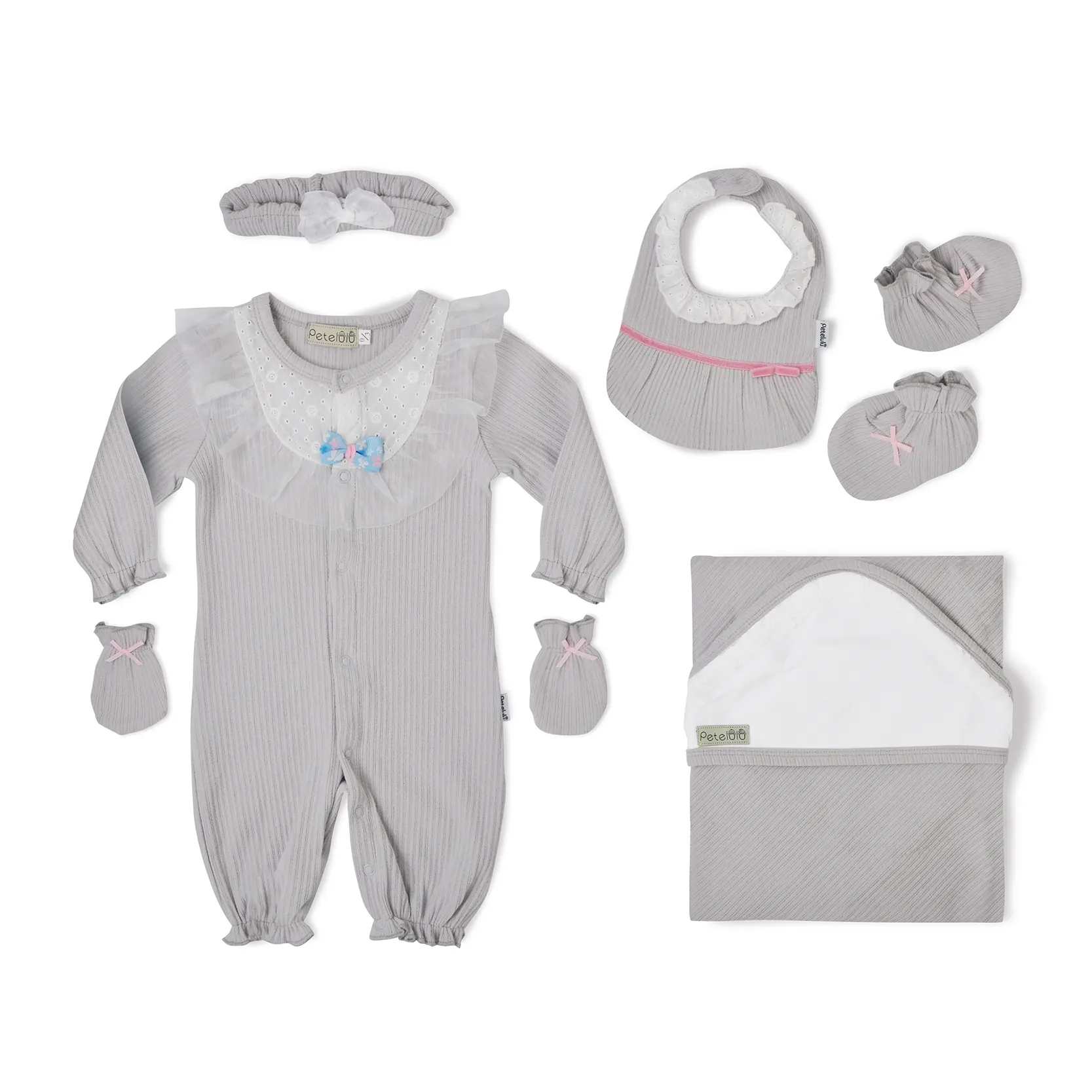 Set regalo per neonato Set di abbigliamento per ragazzo panno di stampa la migliore vendita traspirante carino manica lunga 100% cotone neonate 299 grigio pieno