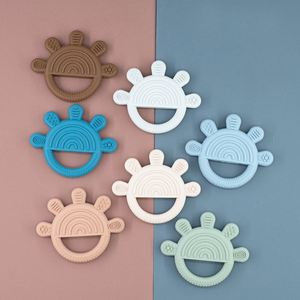 Nouveau design anti-sevrage, hochet à mâcher apaisant, anneau de dentition en silicone organique rond unisexe pour bébé - Product Image 3