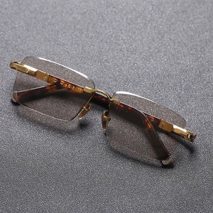 Gafas de sol sin montura para hombre, lentes transparentes, gafas lisas de alta definición para conductores de mediana edad y mayores - Product Image 1