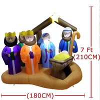 Crèche de Noël gonflable de 2,1 mètres avec Jésus, éclairée par LED, en polyester, multi-standards, décoration de patio extérieur