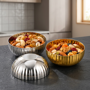 Metal Decorative Serving <b>Bowl</b> <b>with</b> <b>Lid</b> Fluted Candy Nut Snack <b>Bowl</b> for Wedding Table Decor - Product Image 3