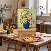 Chevalet d'art en bois rectangulaire multifonctionnel pour bureau avec boîte à croquis pour étudiants et artistes