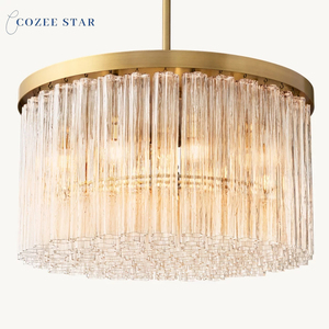 Candelabro redondo LED Cielo, accesorio de luces colgantes de cristal moderno <span class=keywords><strong>para</strong></span> <span class=keywords><strong>comedor</strong></span> <span class=keywords><strong>y</strong></span> <span class=keywords><strong>sala</strong></span> de estar con altura ajustable <span class=keywords><strong>para</strong></span> iluminación - Product Image 1
