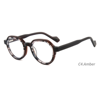 Montura de Gafas Clásicas Redondas de Acetato Grueso 2025 con Doble Aro de Goma para Hombre, Gafas de Diseño de Lujo para Miopía, Montura Óptica
