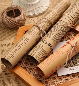 Papel de Regalo para Ramos de Flores, Papel de Regalo Retro, Papel Kraft para Envolver Flores, Girasol, Periódico Inglés - Product Image 3