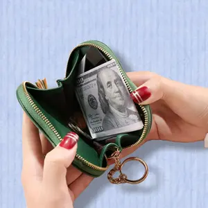 Porte-monnaie en forme de cœur pour femme, petit portefeuille en cuir avec clip porte-clés, porte-monnaie pour les courses, les rendez-vous et les voyages - Product Image 2