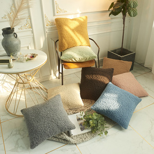 <strong>Fluffy</strong> Teddy Faux Fur <strong>Cushion</strong> Cover Square Velvet Decorative Home Throw Pillow Knitted Plain Style for Hospital Use - Product Image 2