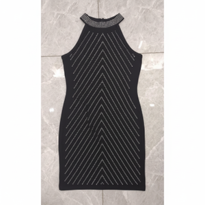 Elegante donna modello geometrico abito con scollo impreziosito fornitura all'ingrosso - Product Image 1