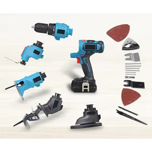 Newest 5 in 1 Plastic Box Power Tools Set Kit Electric Drill Jigsaw Sander Reciprocating Saw Oscillating Tool Combo Kit