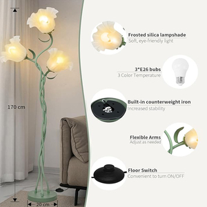 Lámpara de Pie LED de Estilo Rústico Americano, Plegable, con Luz de Tres Colores, Color Crema, para Sala de Estar/Sofá/Dormitorio/Jardín - Product Image 1