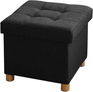 Reposapiés otomano de almacenamiento plegable y cubo de asiento con pies de madera y taburetes de pie con <span class=keywords><strong>tapa</strong></span> y otomanos con patas - Product Image 1