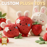 Jouets en peluche fraise personnalisés OEM ODM, lapin en peluche à oreilles de fraise, vente en gros