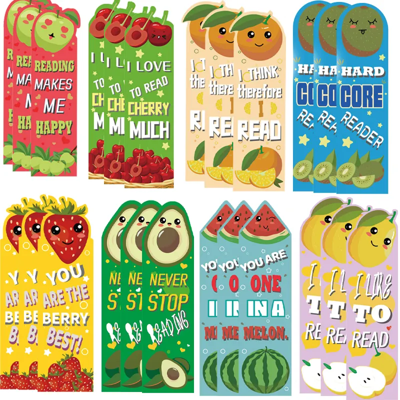 Hot Stock 12 Scented Bookmarks Fruit Flavored Children's Reading Marker Bookmarks