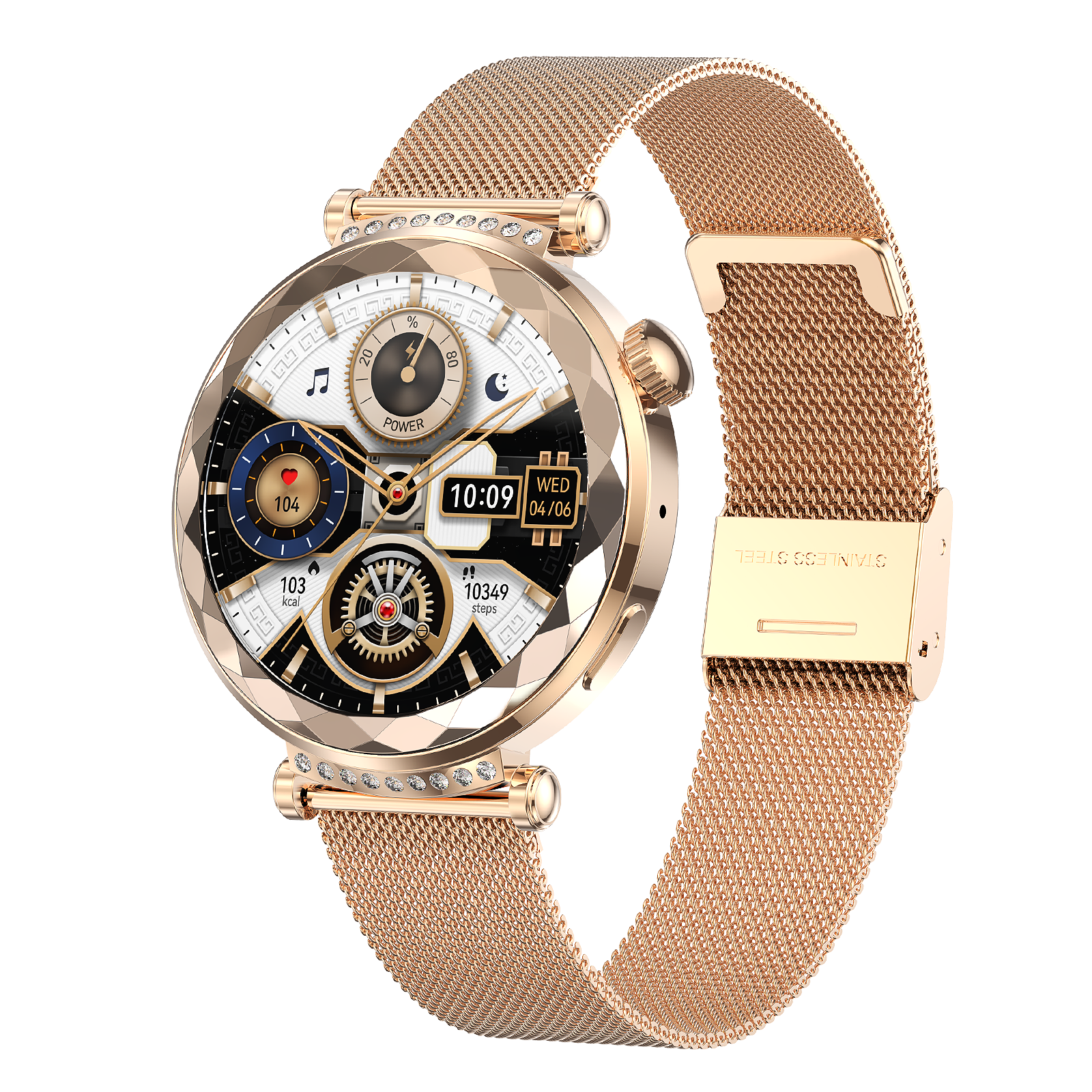 Gold with steel strap