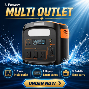 สถานีพลังงานอัจฉริยะ 1200W ช่องเสียบ USB-C PD คู่ 100W 18W 3 ช่องเสียบ AC พร้อมหน้าจอ LCD สำหรับใช้ในบ้านและตั้งแคมป์ - Product Image 5