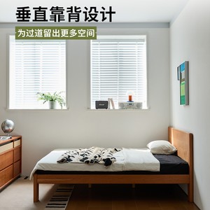 Lit plateforme en bois de cerisier 1,5 m 1,8 m style nordique durable pour petits appartements et chambres parentales - Product Image 4