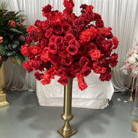 IFG Promotion Exceptionnelle : Grande Boule de Fleurs Artificielles en Soie Rouge (80 cm) – Rose et Fleur de Cerisier pour Centre de Table de Mariage