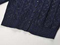 Ensemble 2 pièces tricoté uni pour femme : Cardigan à col rond et manches trois quarts en tissu Lustrin, et jupe longue sirène