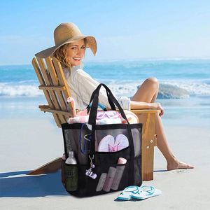 Custom Open Nylon Mesh Breathable Beach & Bathroom Bag with <b>Large</b> Capacity Shoulder Strap - Product Image 3