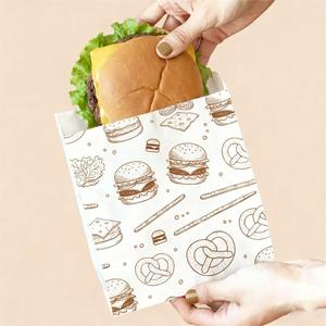 Sacs d'emballage alimentaire carrés personnalisés résistants à la graisse, enveloppes en papier colorées pour biscuits, hamburgers, croissants, pain et autres aliments - Product Image 2