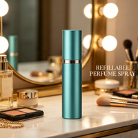 Atomiseur de voyage portable en aluminium aéronautique anti-fuite pour cosmétiques, huiles essentielles et parfums – Flacon rechargeable avec pompe pulvérisatrice personnalisable