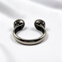 Brazalete Unisex Ajustable de Plata de Ley 925, Chapado en Rodio Negro, Hecho a Mano, con Diseño de Calavera Gótica, Estilo Punk Rock Biker