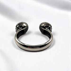 กำไลข้อมือเงินแท้ชุบโรเดียมดำ รูปโครงกระดูกหัวกะโหลกแบบกอธิค ขนาดใหญ่ หนัก 160 กรัม งานแฮนด์เมด สไตล์พังก์ร็อก ปรับขนาดได้ สำหรับผู้ชาย นักขี่มอเตอร์ไซค์ - Product Image 4