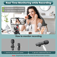 Microphone Lavalier Sans Fil Double 3-en-1 pour iPhone, Android et Appareil Photo – Idéal pour le Streaming en Direct, YouTube, TikTok et l'Enregistrement de Vlogs