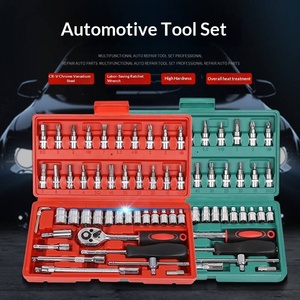 Boîte à outils de réparation automobile de 46 pièces, jeu complet de clés à douilles pour l'entretien des voitures, <span class=keywords><strong>service</strong></span> de réparation mécanique - Product Image 2