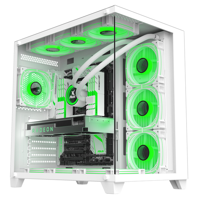 Ruix Aerospace Promax Full-View Large ATX Gaming PC Tower Case with Tempered Glass Multi-purpose Quiet Computer Case in Stock