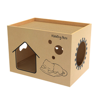 Arbre à chat Nimble Premium à double couche brun, grattoir écologique et durable avec plateau en carton pour le jeu et l'exercice de plusieurs chats