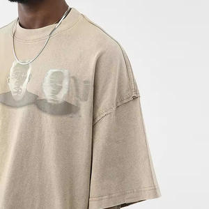 Customized Oversized Short Sleeve Streetwear Mens Oversized <b>Wash</b> Vintage T Shirt heavyweight t-shirt - Product Image 4
