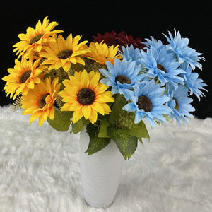 Bouquet de tournesols artificiels Queyiyi, 30 cm-100 cm, rose et blanc, arrangement décoratif d'intérieur - Product Image 2
