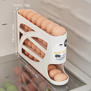 Thickened Rolling <b>Egg</b> <b>Storage</b> Box Double-Door Fridge Side Door <b>Egg</b> Rack Holder Home <b>Egg</b> Freshness Organizer Space-Saving Design - Product Image 4