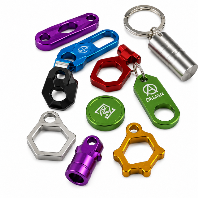 Custom CNC Keychain Aluminum Anodized Parts Colorful CNC Milling Service