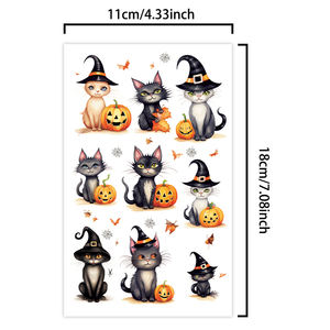 Autocollant de tatouage temporaire pour <span class=keywords><strong>Halloween</strong></span> <span class=keywords><strong>Halloween</strong></span>, dessin animé mignon et effrayant, tatouage imperméable pour visage, bras et doigt - Product Image 2