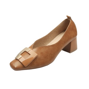 Nouvelles Chaussures à Talons Bas Confortables pour Femmes, Modèle Slip-On, avec Semelle Intérieure Carrée en PU, Idéales Printemps, Été et Automne - Product Image 1
