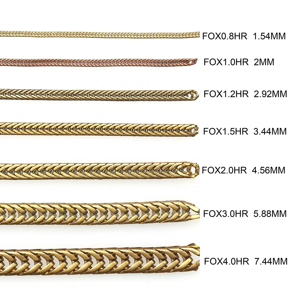 Brass 18k Gold Plating Flat Foxtail Necklace Chain For Men And Women Personality Vintage Punk Necklace Fashion Jewelry