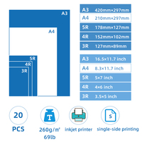 4x6in 5x7in A4 A3 20 feuilles 260GSM papier photo RC à jet d'encre brillant de qualité supérieure pour EPSON HP Canon