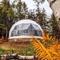 Dôme géodésique en forme d'igloo, tente de glamping avec rideaux intérieurs, vente chaude