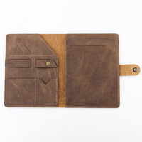 Porte-documents vintage en cuir vieilli avec pochette pour cartes et bouton-pression pour hommes, femmes, bureau, voyage, journal