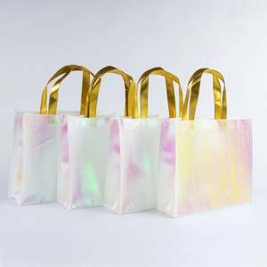 Amigable gran capacidad de embalaje holográfico láser metálico laminado no tejido PP no tejido Eco bolsas de compras con logotipo - Product Image 3